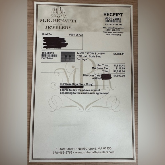 14k White Gold Genuine Diamond Center Halo Style Earrings - Picture 4 of 7